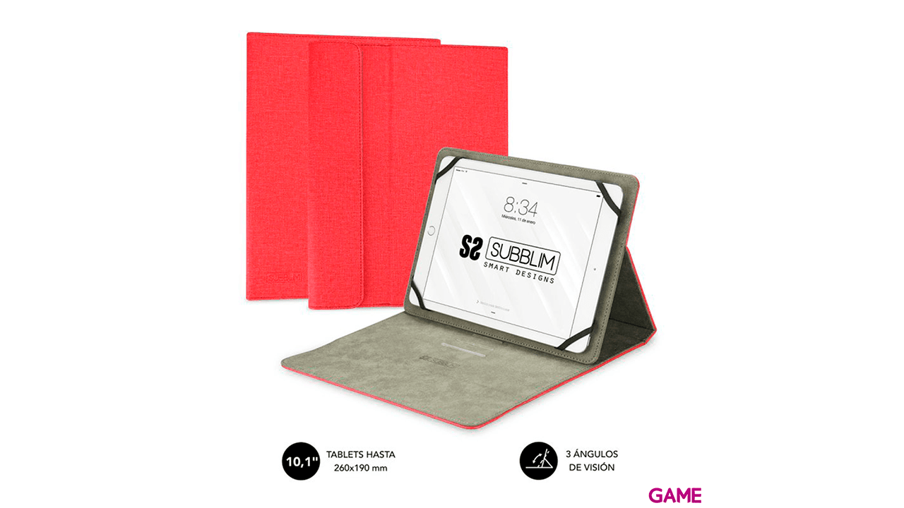 Subblim Tablet Clever Stand Tablet Case 10,1" Rojo - Funda