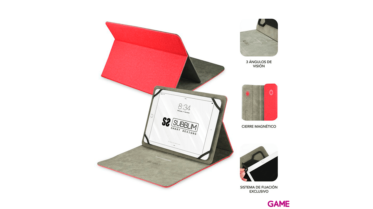 Subblim Tablet Clever Stand Tablet Case 10,1" Rojo - Funda