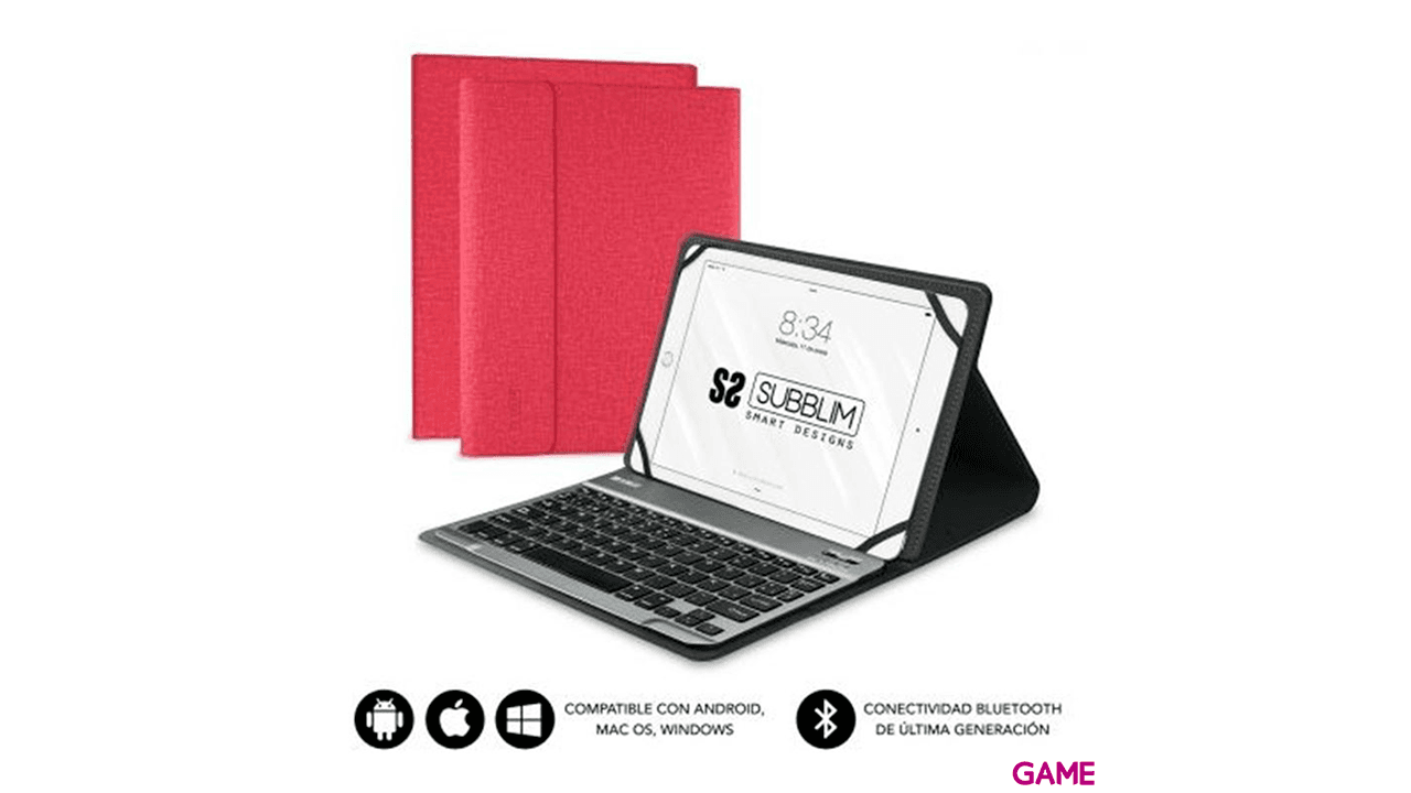 SUBBLIM Funda con Teclado KEYTAB PRO BLUETOOTH 10,1" Red