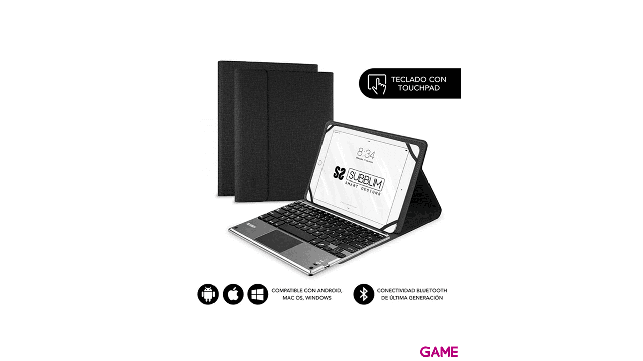 SUBBLIM Funda con Teclado KEYTAB PRO BLUETOOTH 10,1" TOUCHPAD Black