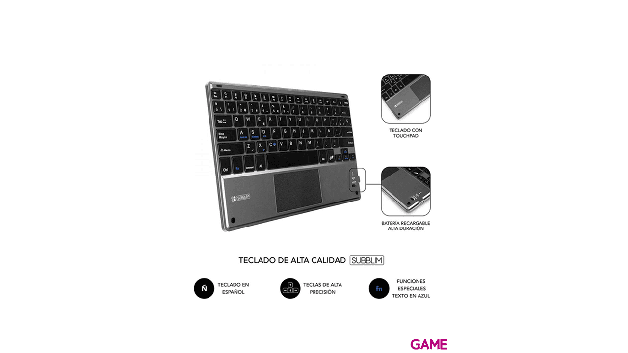 SUBBLIM Funda con Teclado KEYTAB PRO BLUETOOTH 10,1" TOUCHPAD Black