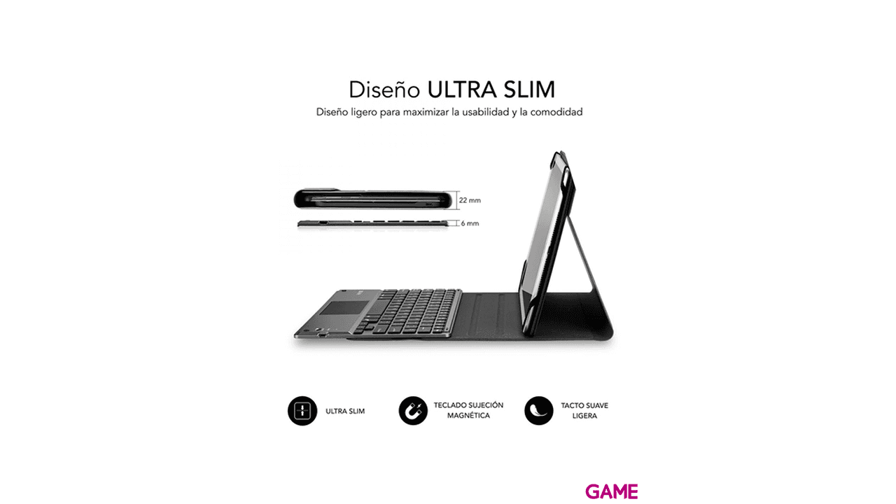 SUBBLIM Funda con Teclado KEYTAB PRO BLUETOOTH 10,1" TOUCHPAD Black