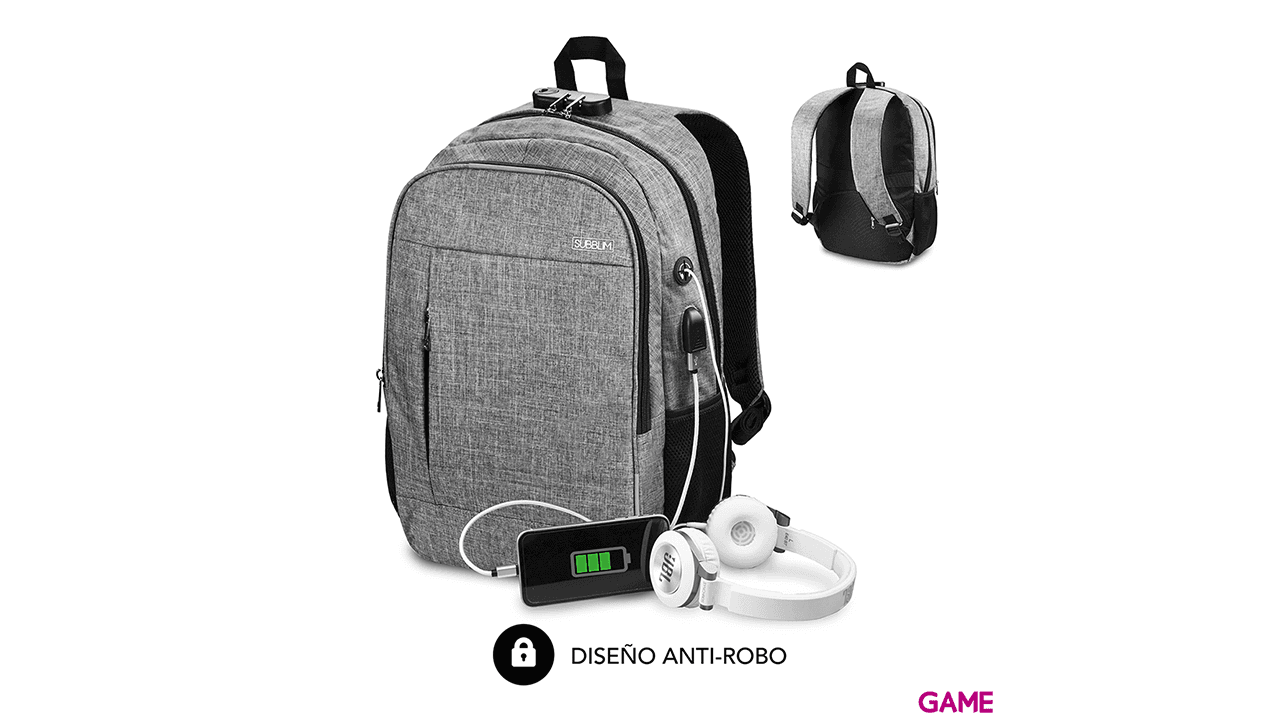 Subblim Urban Lock Backpack 16" Gris - Mochila