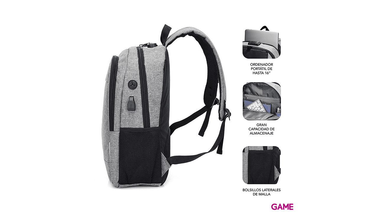 Subblim Urban Lock Backpack 16" Gris - Mochila