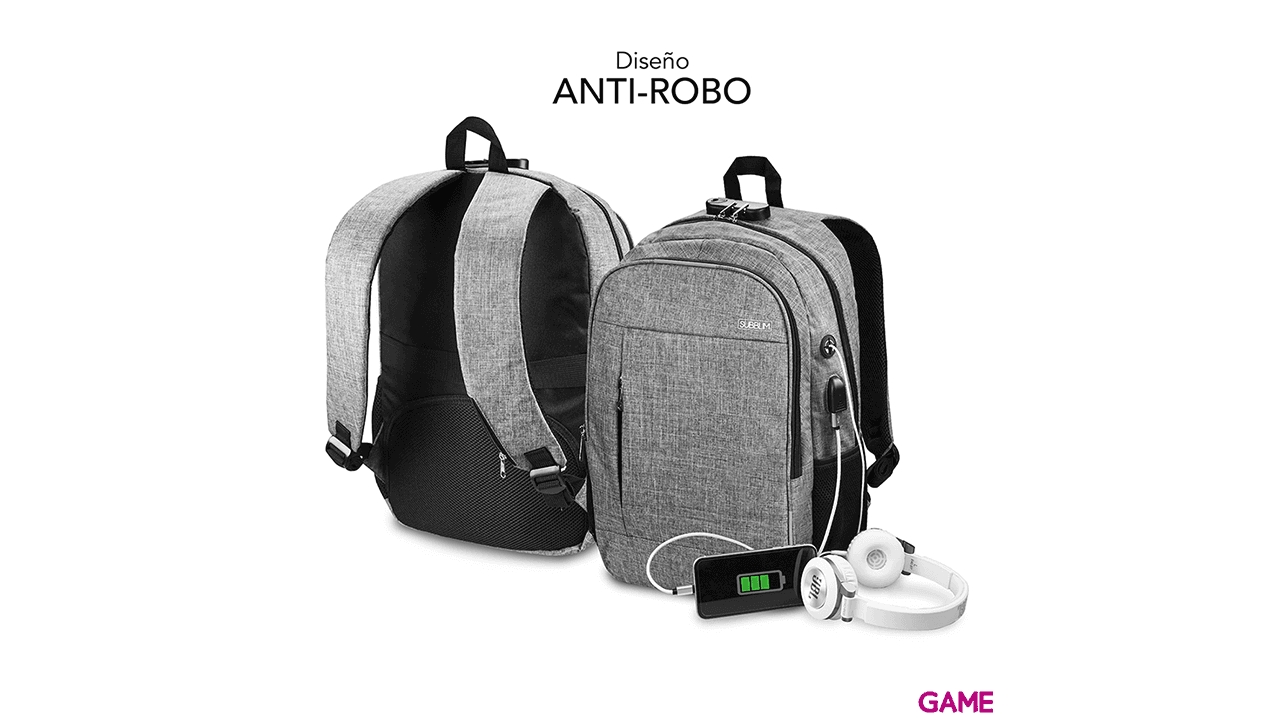 Subblim Urban Lock Backpack 16" Gris - Mochila