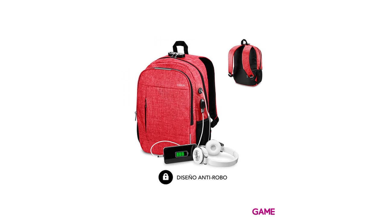 SUBBLIM Urban Lock Backpack 16" Rojo - Mochila