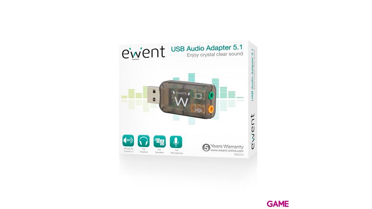 Ewent EW3751 5.1 USB - Tarjeta Sonido Externa