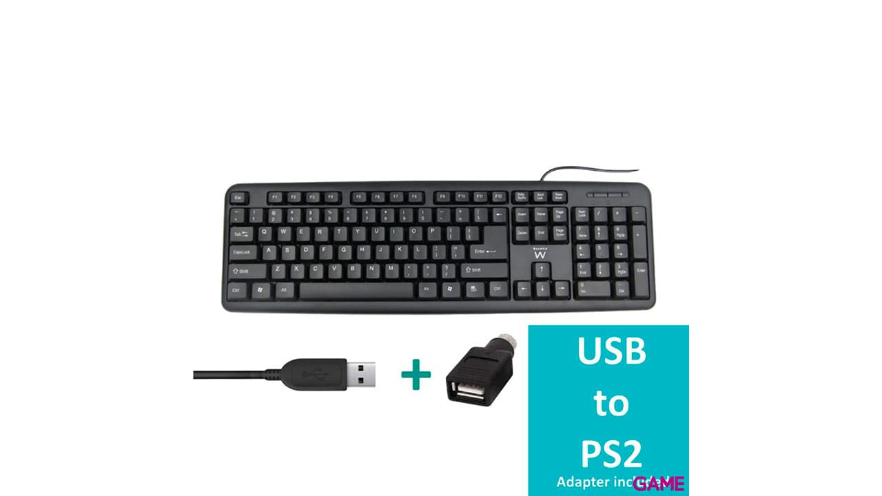 Ewent EW3109 USB + PS/2 Negro - Teclado