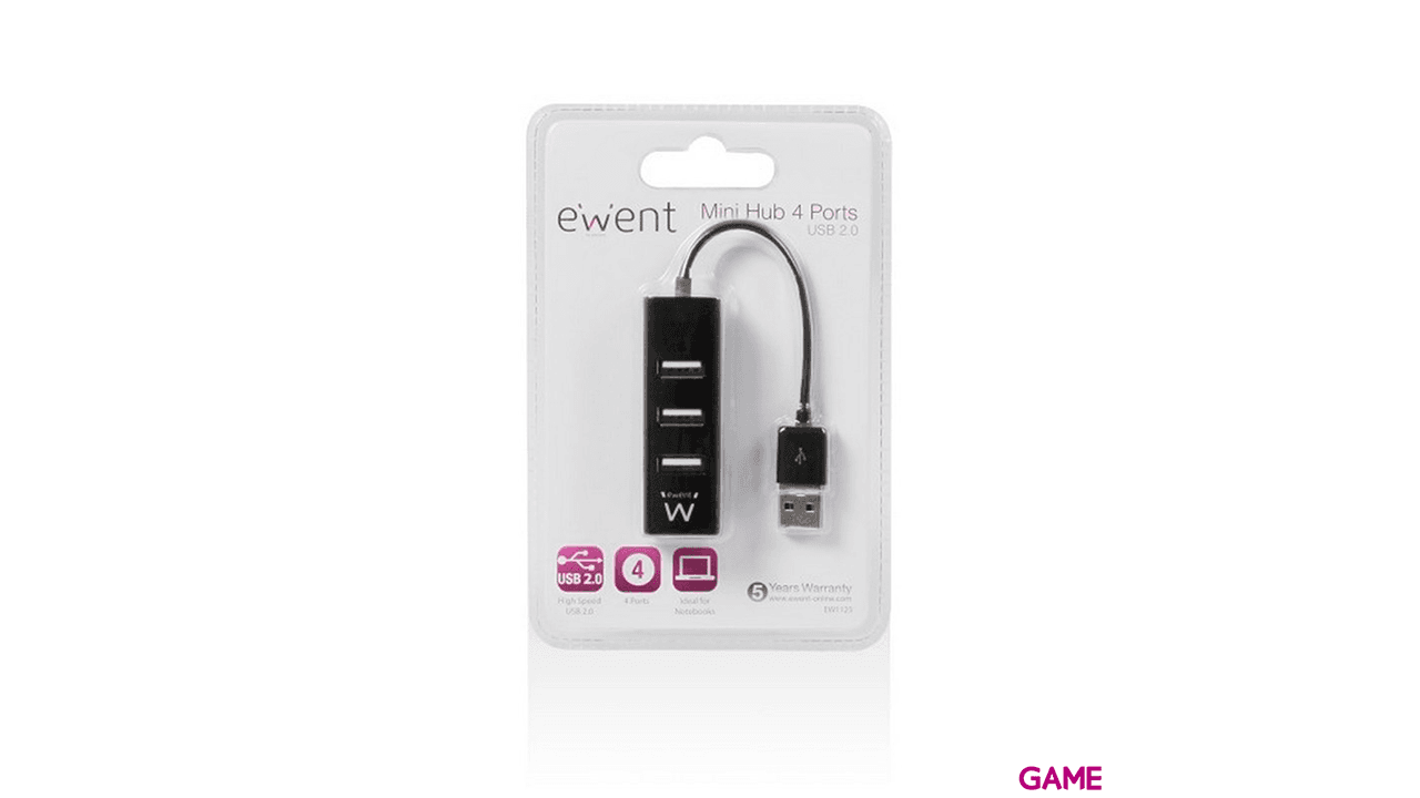 Ewent EW1123 USB 480 Mbit/s Negro - Hub