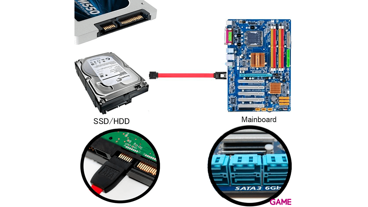 Ewent SATA 3 6GBs SATA 0,5 m SATA 7-pin Negro Amarillo - Cable