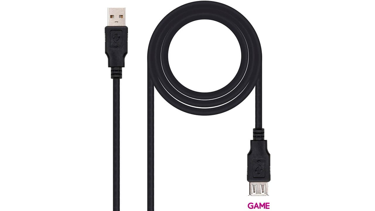 Nanocable USB 2.0 A/M-A/H Negro 3m - Cable