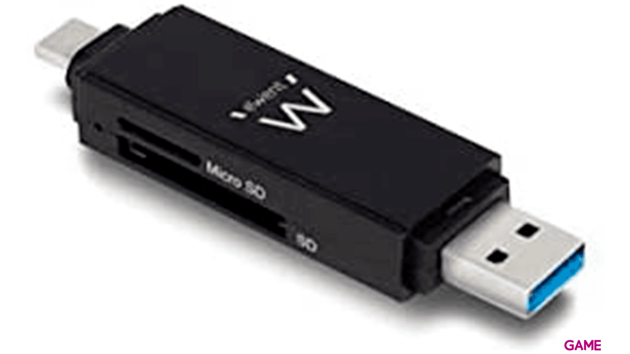 Ewent EW1075 USB 3.2 Gen 1 (3.1 Gen 1) Type-A/Type-C Negro - Lector Tarjetas