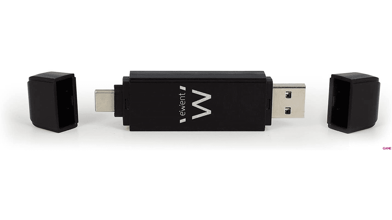 Ewent EW1075 USB 3.2 Gen 1 (3.1 Gen 1) Type-A/Type-C Negro - Lector Tarjetas