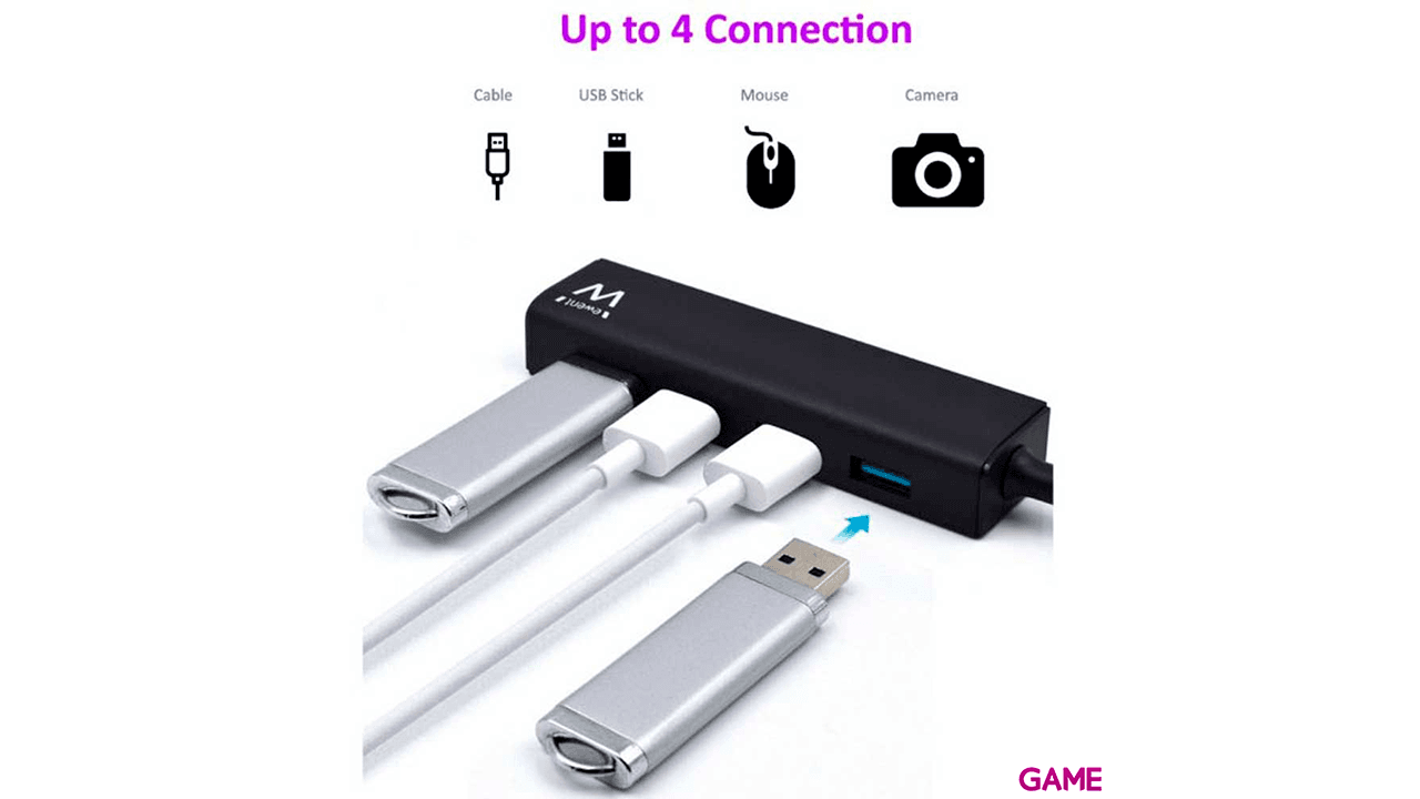 Ewent EW1136 hub de interfaz USB 3.2 Gen 1 (3.1 Gen 1) Type-A 480 Mbit/s Negro