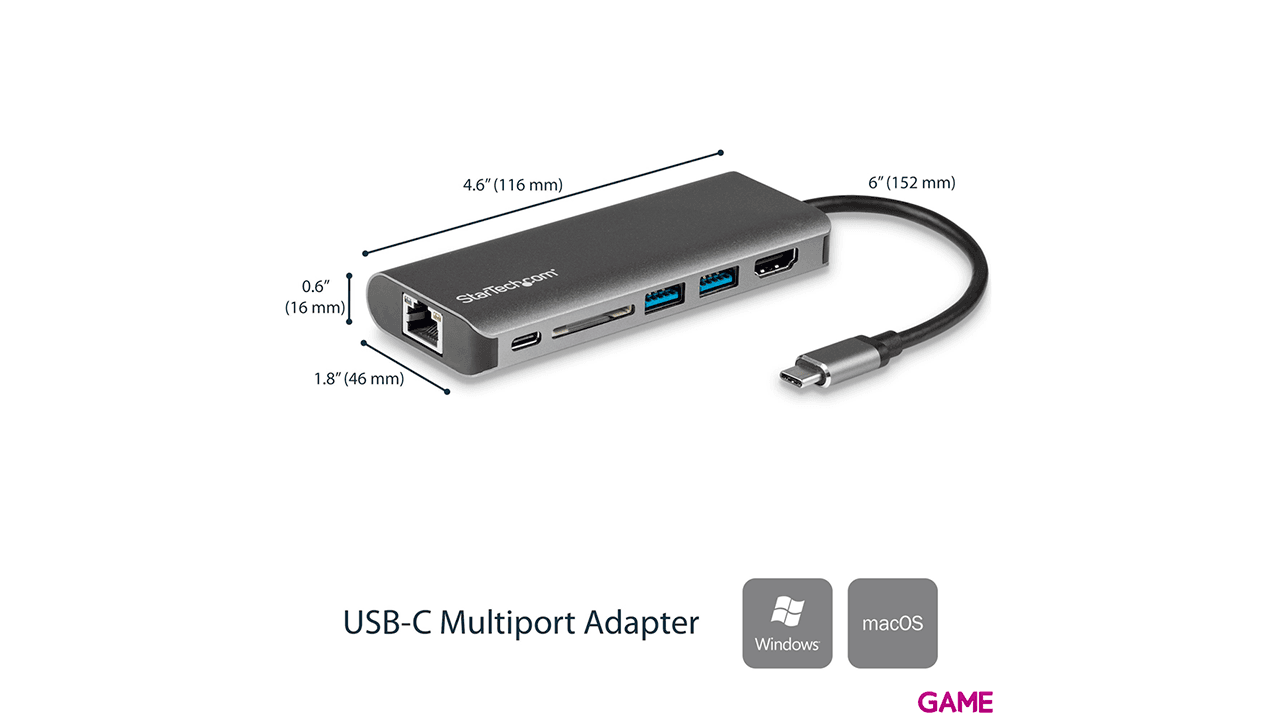 StarTech Docking Station - USB-C - HDMI - Red Ethernet - Lector SD - Dock Station