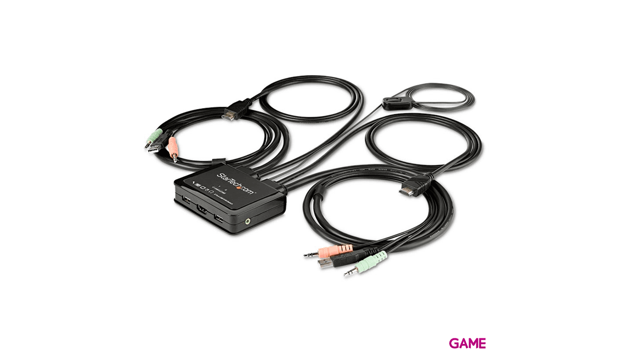 StarTech.com Switch KVM de 2 Puertos HDMI con Cables Incorporados - USB 4K 60Hz