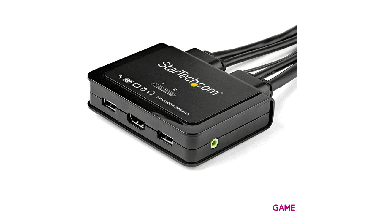 StarTech.com Switch KVM de 2 Puertos HDMI con Cables Incorporados - USB 4K 60Hz
