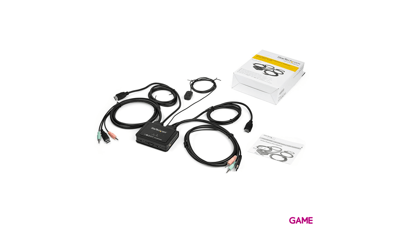 StarTech.com Switch KVM de 2 Puertos HDMI con Cables Incorporados - USB 4K 60Hz