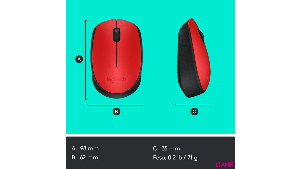 Logitech M171 Inalámbrico Óptico 1000 DPI - Raton