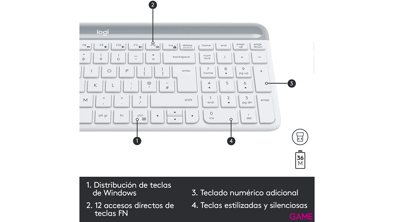 Logitech MK470 Slim Wireless Combo Blanco - Combo