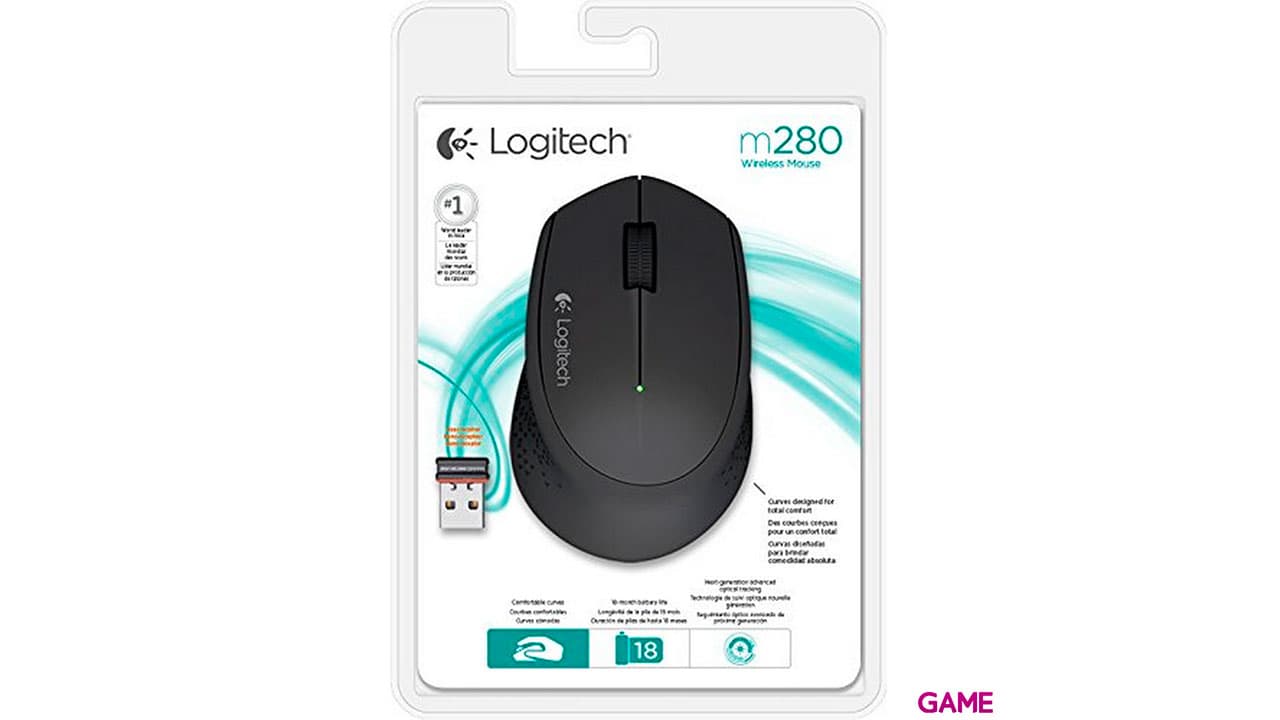 Logitech M280 Wireless Optico 1000DPI Negro - Raton