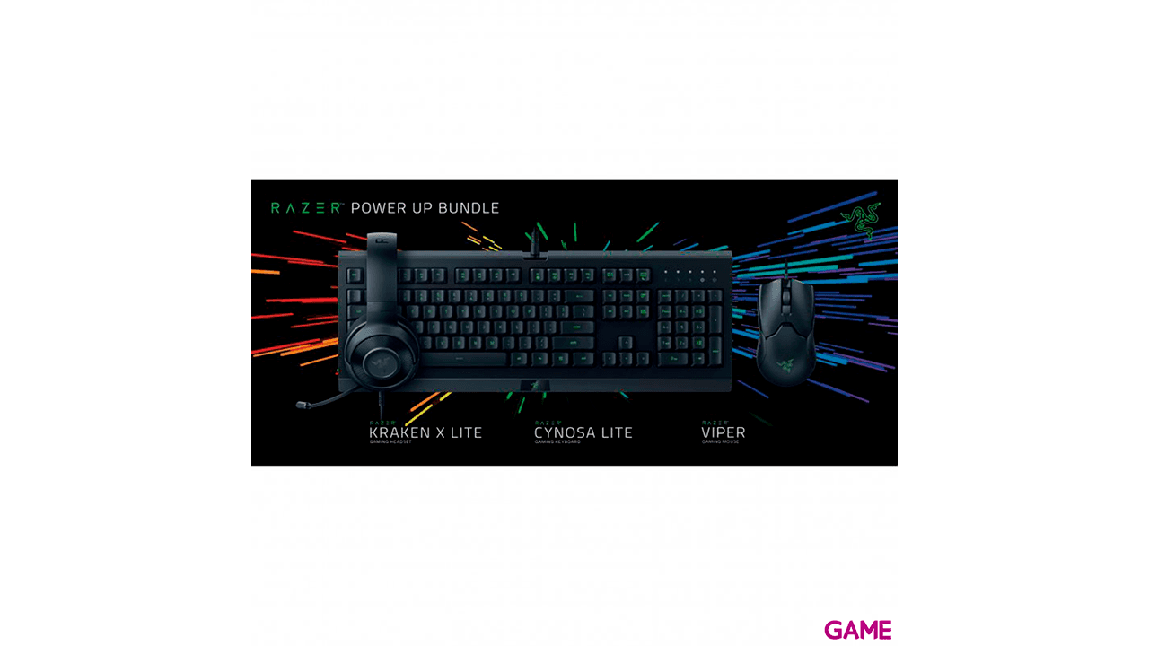 Razer Bundle Power Up -  Cynosa Lite + Viper+ Kraken X Lite - Pack Gaming