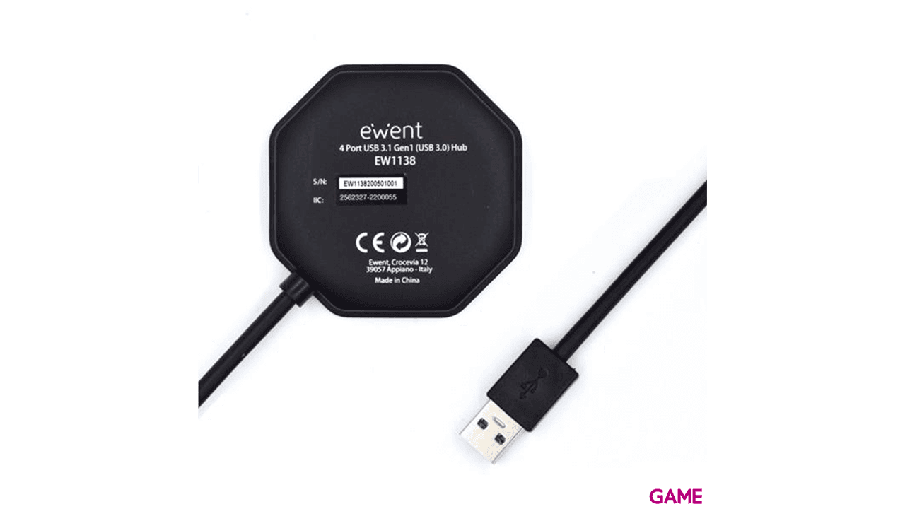 Ewent EW1138 USB 3.2 Gen 1 (3.1 Gen 1) Type-A 5000 Mbit/s Negro - Hub USB