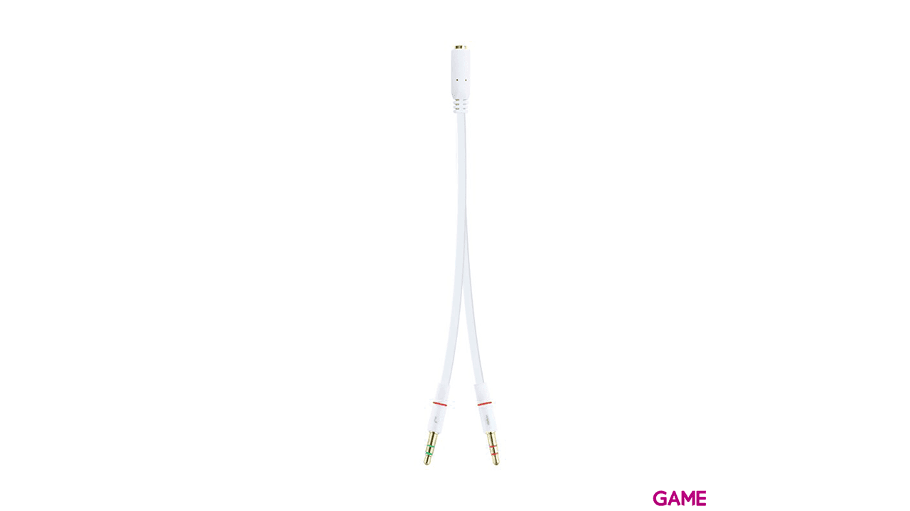 Nanocable Cable Jack 3.5/H de 4 Pines a 2 Jack 3.5/M de 3 Pines 20Cm Blanco - Cable Audio