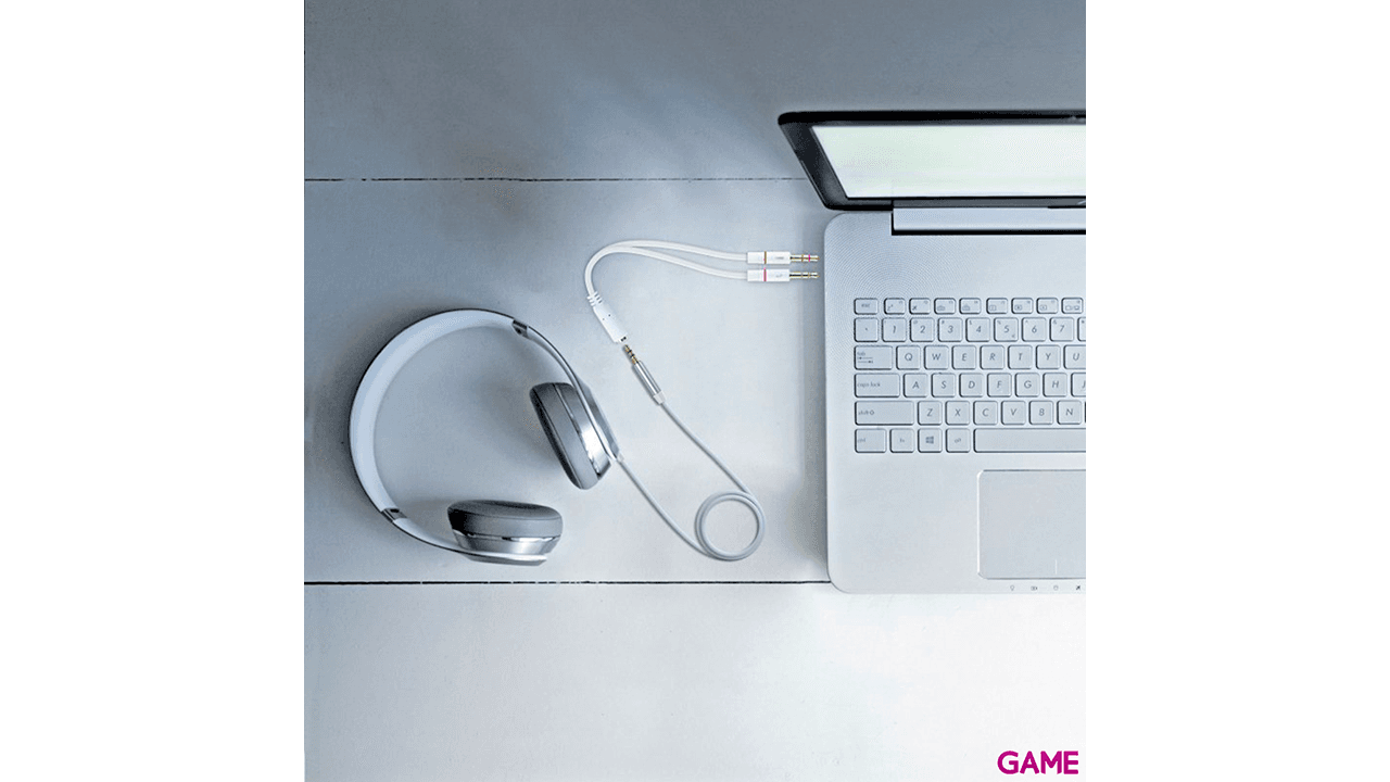 Nanocable Cable Jack 3.5/H de 4 Pines a 2 Jack 3.5/M de 3 Pines 20Cm Blanco - Cable Audio