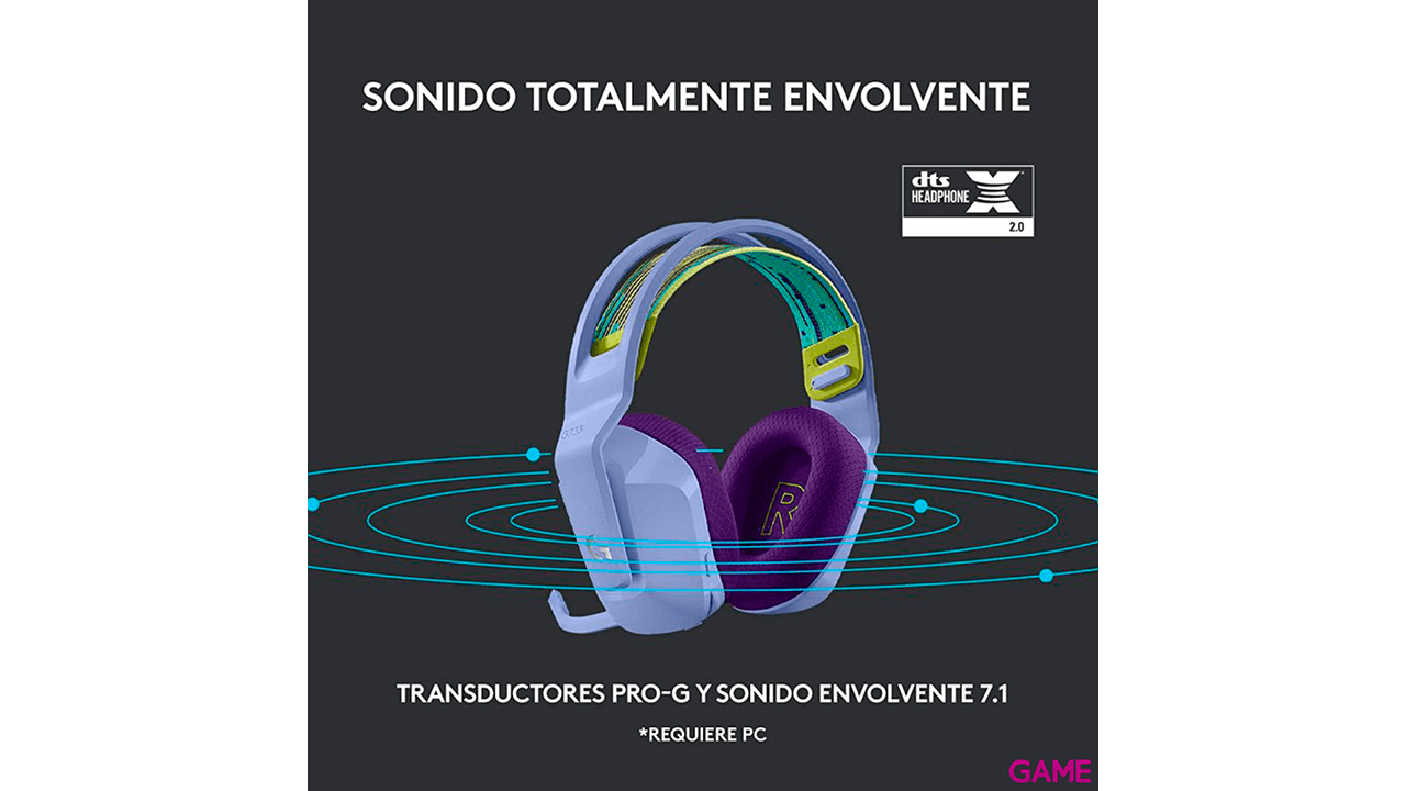 Logitech G733 LIGHTSPEED Wireless RGB - Lila - Auriculares Gaming Inalámbricos