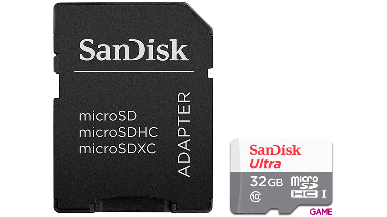 Sandisk 32GB Ultra MicroSDHC + Adaptador SD 100MB/S CLASS 10 UHS-I - Tarjeta Memoria