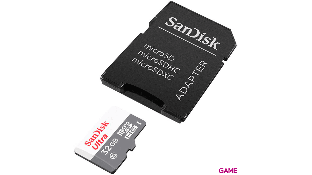 Sandisk 32GB Ultra MicroSDHC + Adaptador SD 100MB/S CLASS 10 UHS-I - Tarjeta Memoria