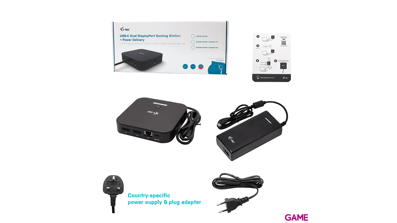 i-tec USB-C Dual Display Docking Station with Power Delivery 100 W + Universal Charger 112 W