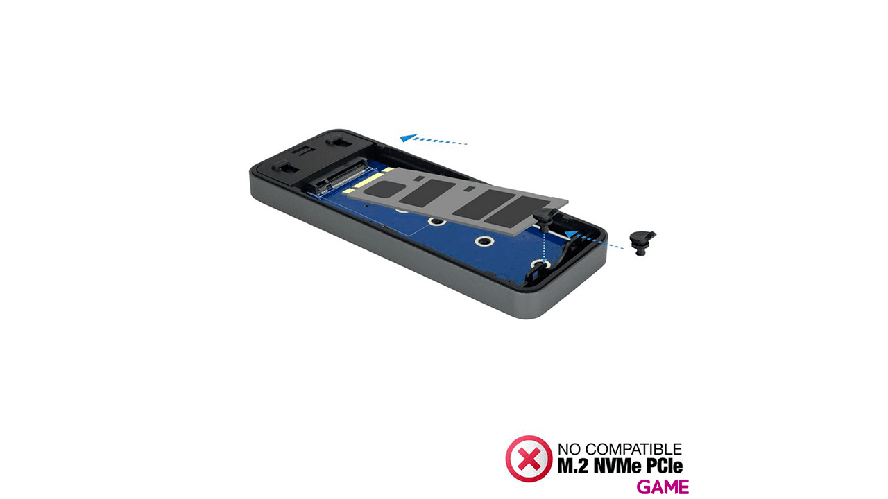 TooQ TQE-2281G caja para disco duro externo M.2 Caja externa para unidad de estado sólido (SSD) Gris