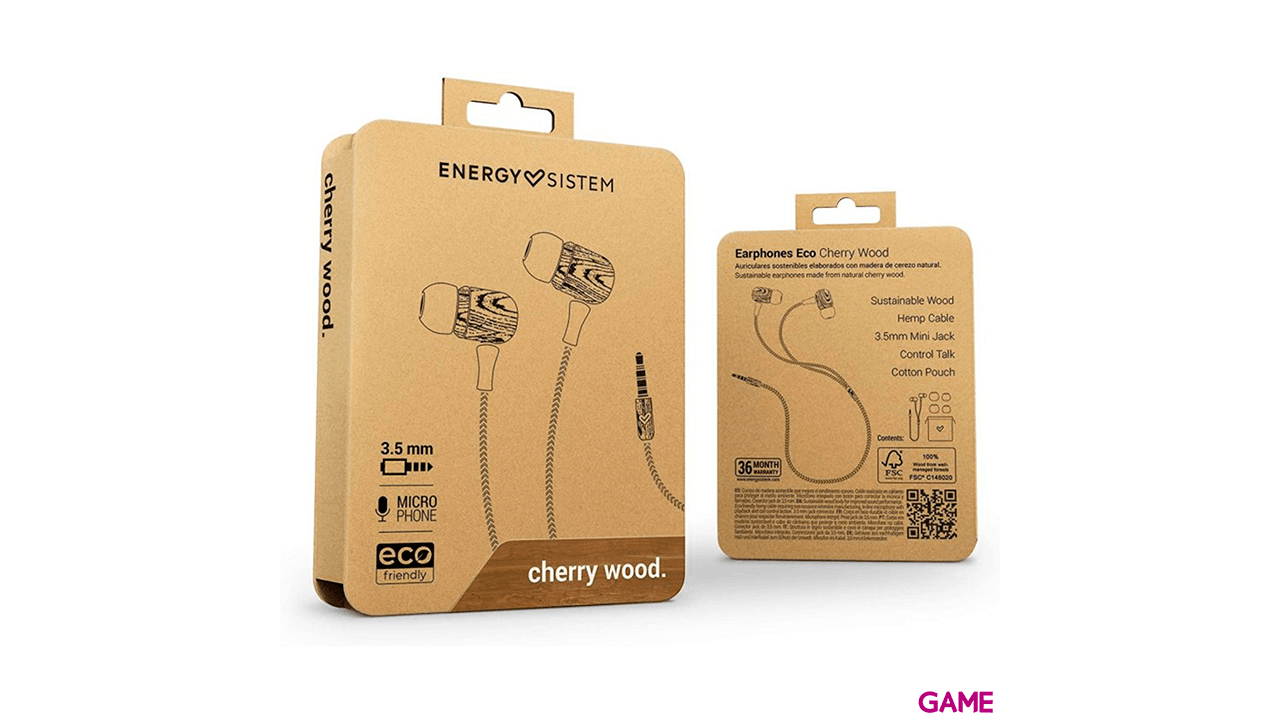 Energy Sistem Eco Cherry Wood -3.5 mm -Madera-Auriculares In Ear