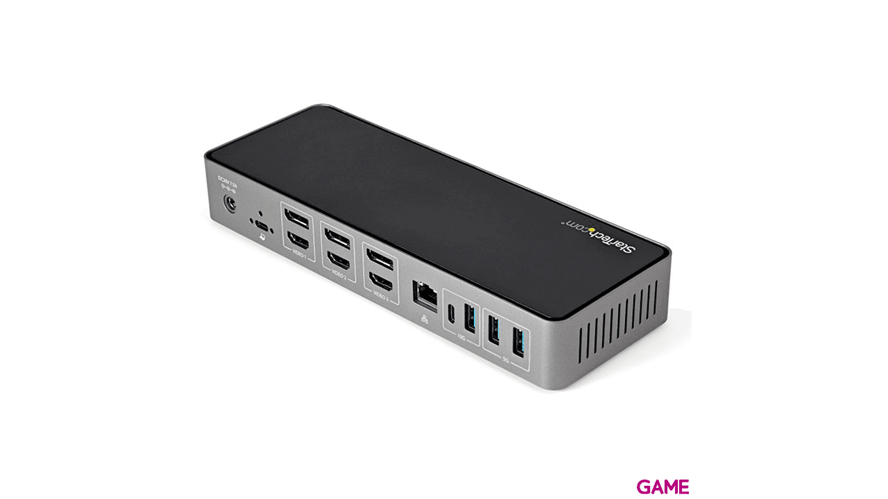 StarTech.com Dock USB-C y USB-A - Docking Station Híbrida Universal para Tres Monitores DisplayPort y HDMI 4K de 60Hz - Dock Sta