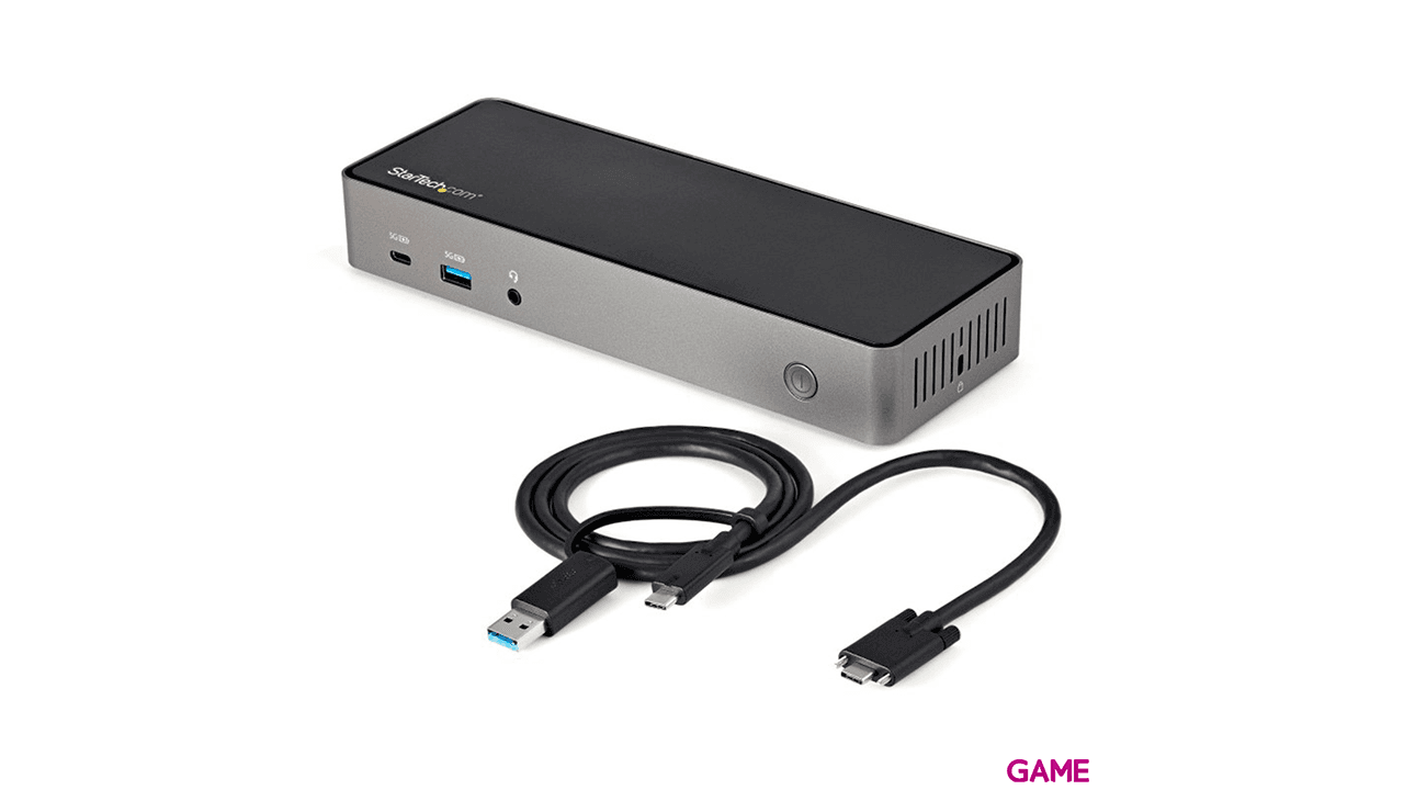 StarTech.com Dock USB-C y USB-A - Docking Station Híbrida Universal para Tres Monitores DisplayPort y HDMI 4K de 60Hz - Dock Sta