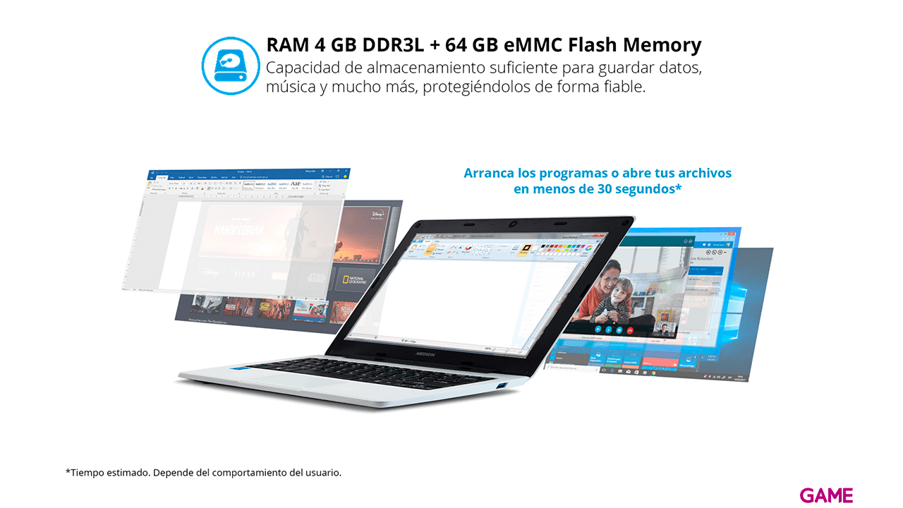 Medion E11201 - Celeron N3450 - 4GB RAM - 64GB SSD - 11,6´´ - W10 - Ordenador Portátil