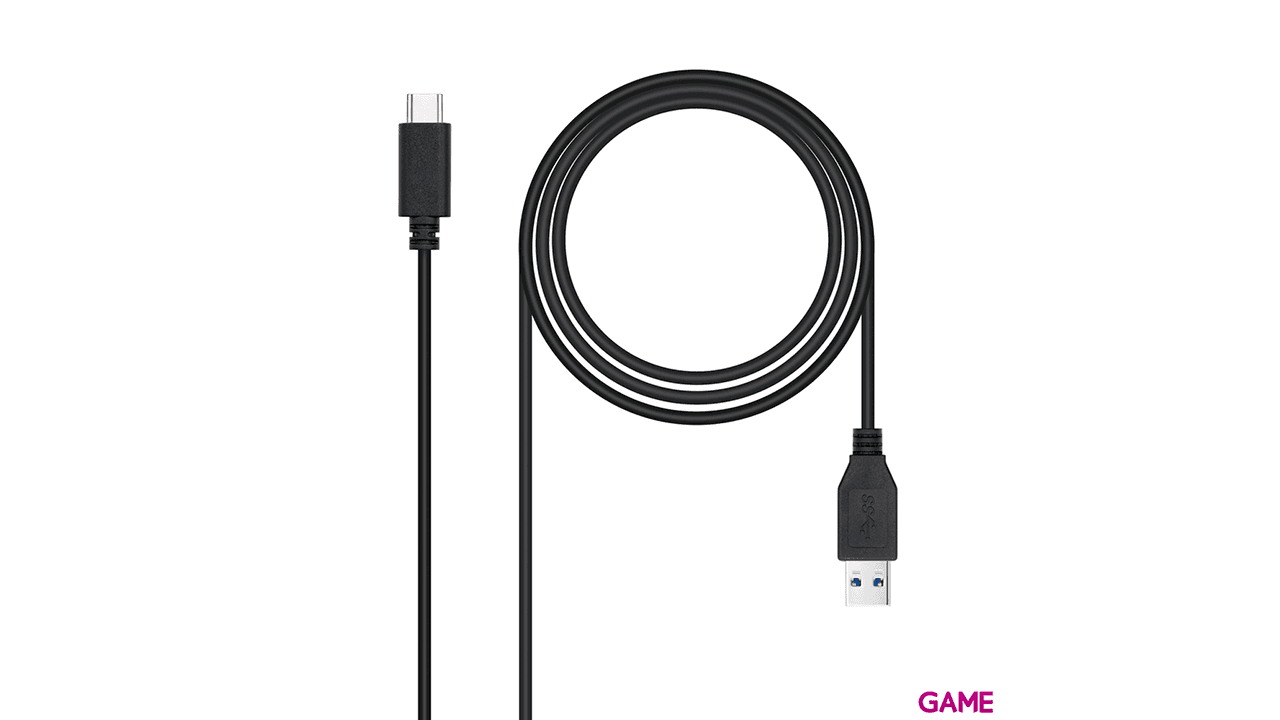 Nanocable 3.1 Gen2 10Gbps 3A, tipo USB-C/M-A/M, negro, 0.5 m