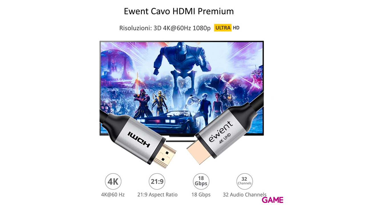 Ewent EC1347 cable HDMI 3 m HDMI tipo A (Estándar) Negro