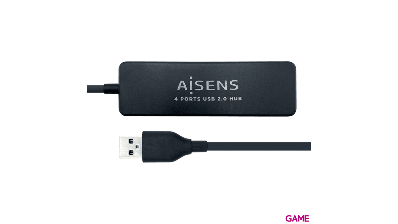 Aisens Hub USB 2.0, Tipo A/M - 4 x Tipo A/H, Negro 30 cm - HUB USB