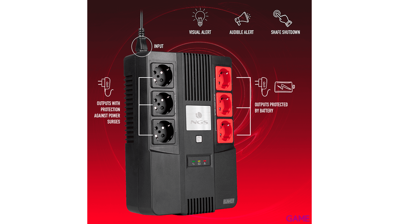 NGS Fortress Bunker 600VA 350W 6 salidas AC - SAI