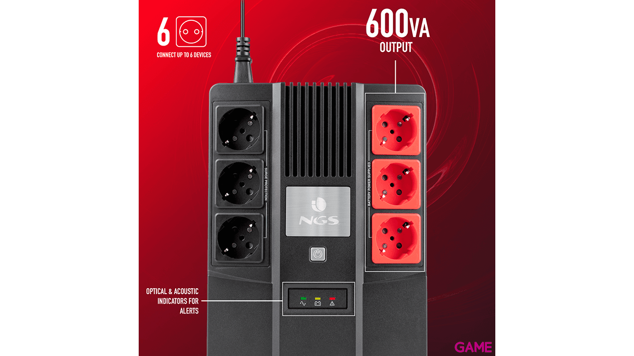 NGS Fortress Bunker 600VA 350W 6 salidas AC - SAI