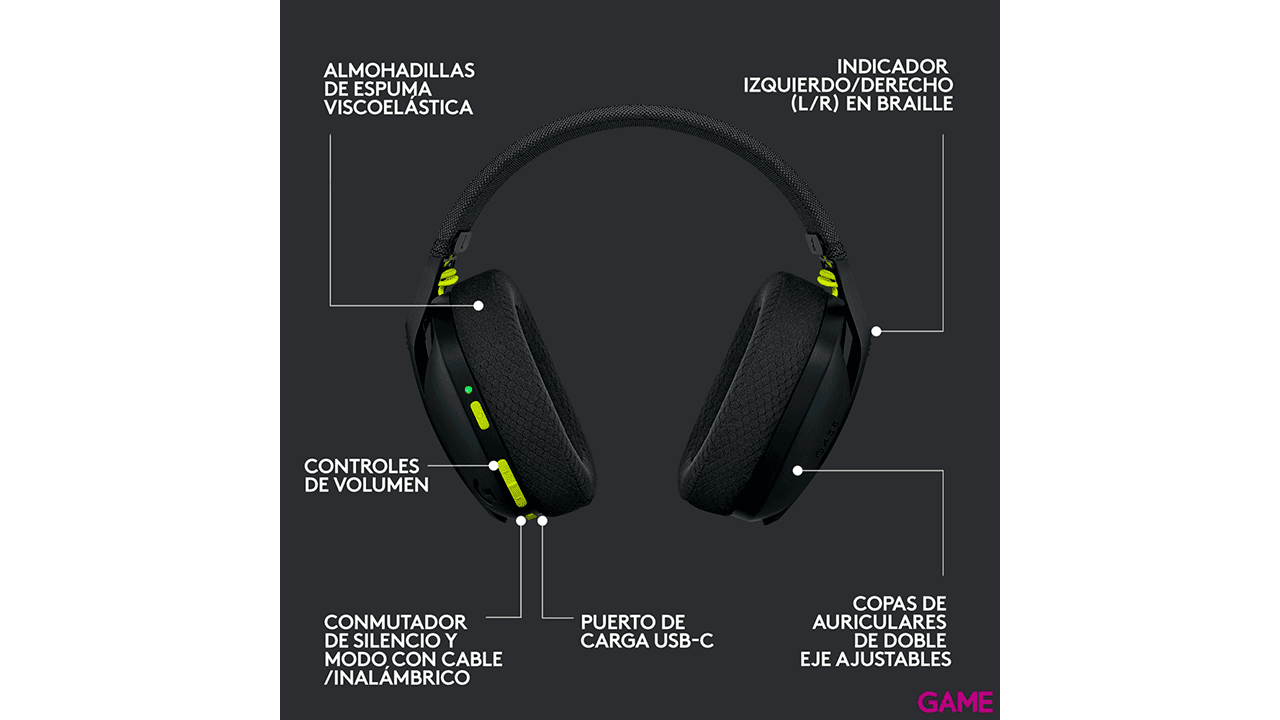 Logitech G435 Lightspeed Wireless negro PC - PS5 - PS4 - Switch - Movil - Auriculares Gaming