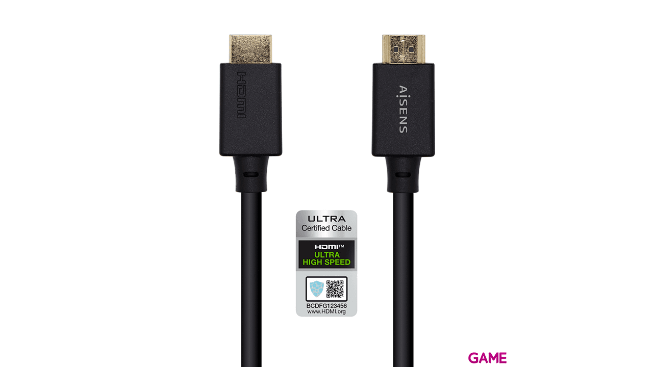 Aisens HDMI V2.1 Ultra Alta Velocidad / HEC 8k@60Hz 48Gbps A/M-A/M Negro 2.0m - Cable
