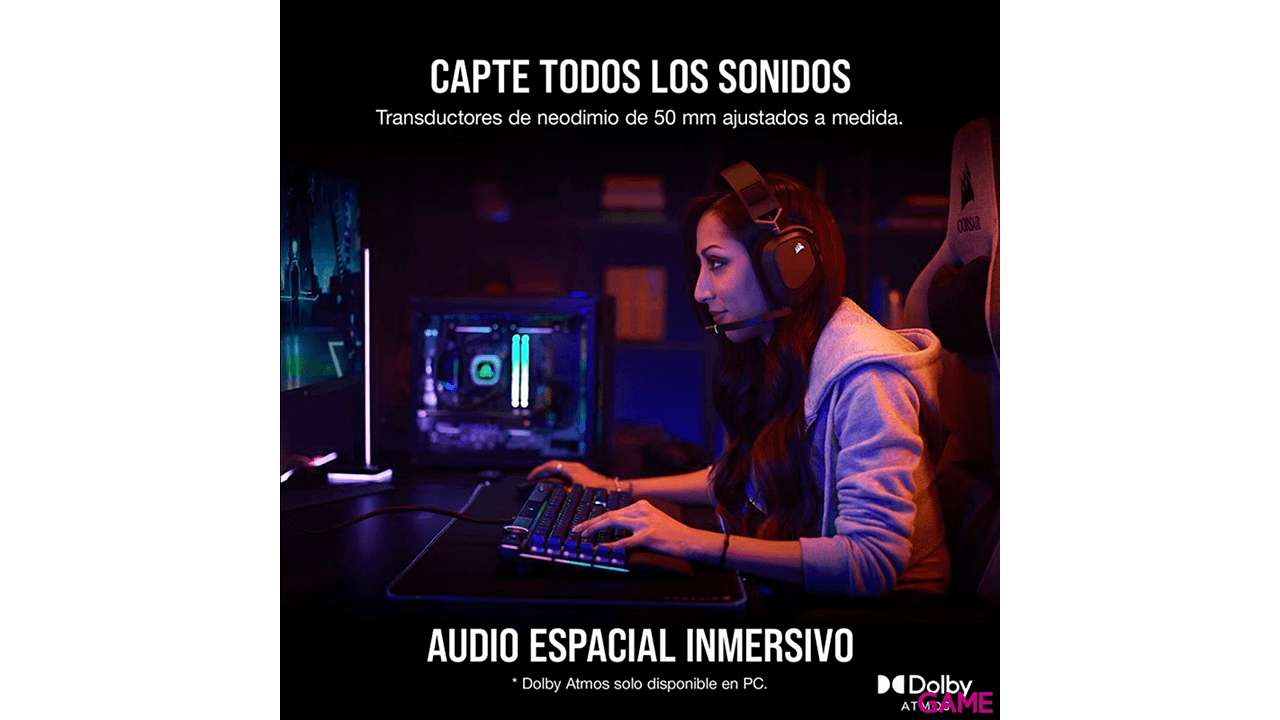 Corsair HS80 - RGB - Wireless - Negro - PC (Dolby Atmos)- PS4 - PS5 (Audio 3D) -  Auriculares Gaming