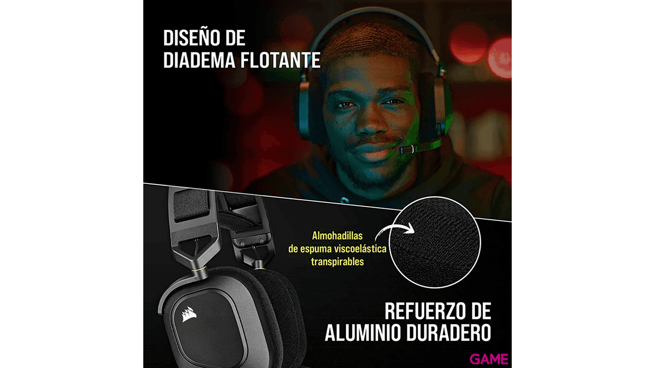 Corsair HS80 - RGB - Wireless - Negro - PC (Dolby Atmos)- PS4 - PS5 (Audio 3D) -  Auriculares Gaming