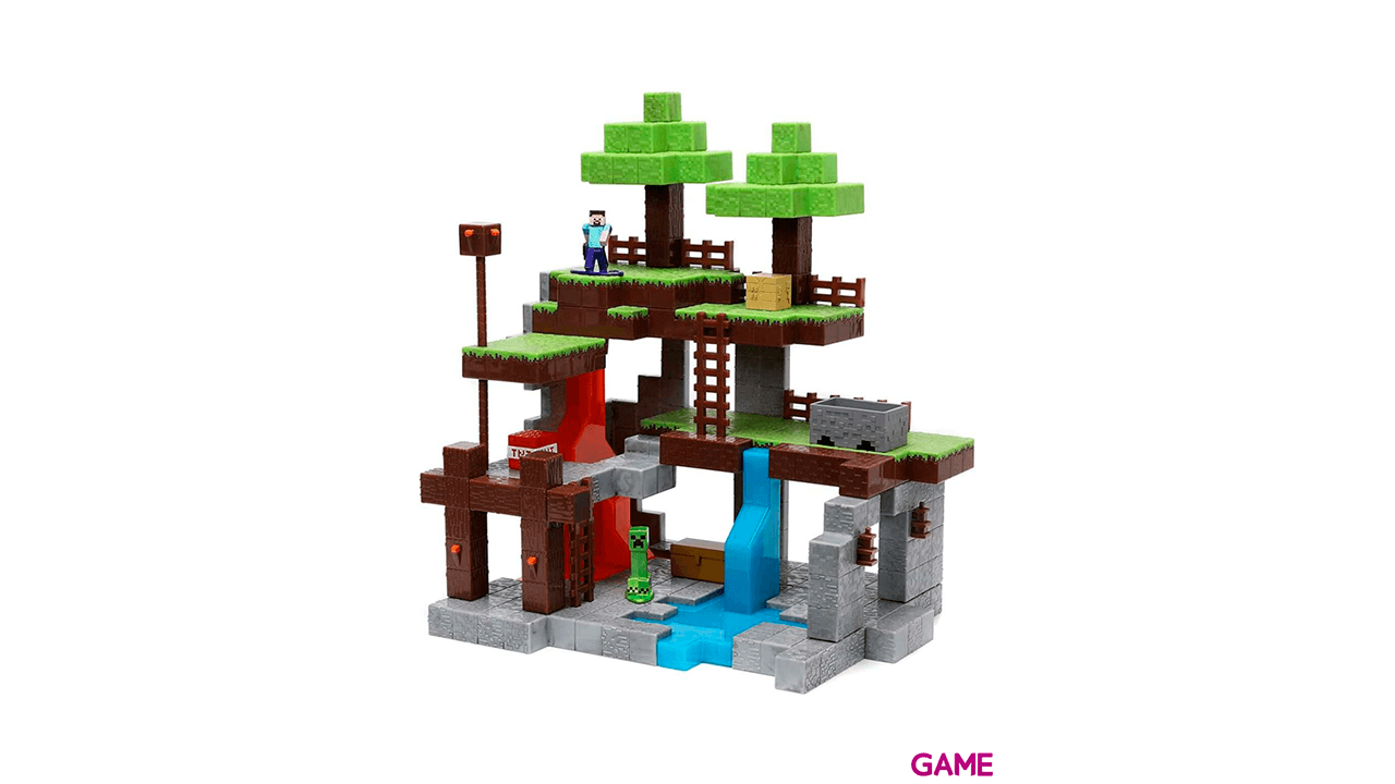 Escenario Mundo Minecraft + 2 figuras