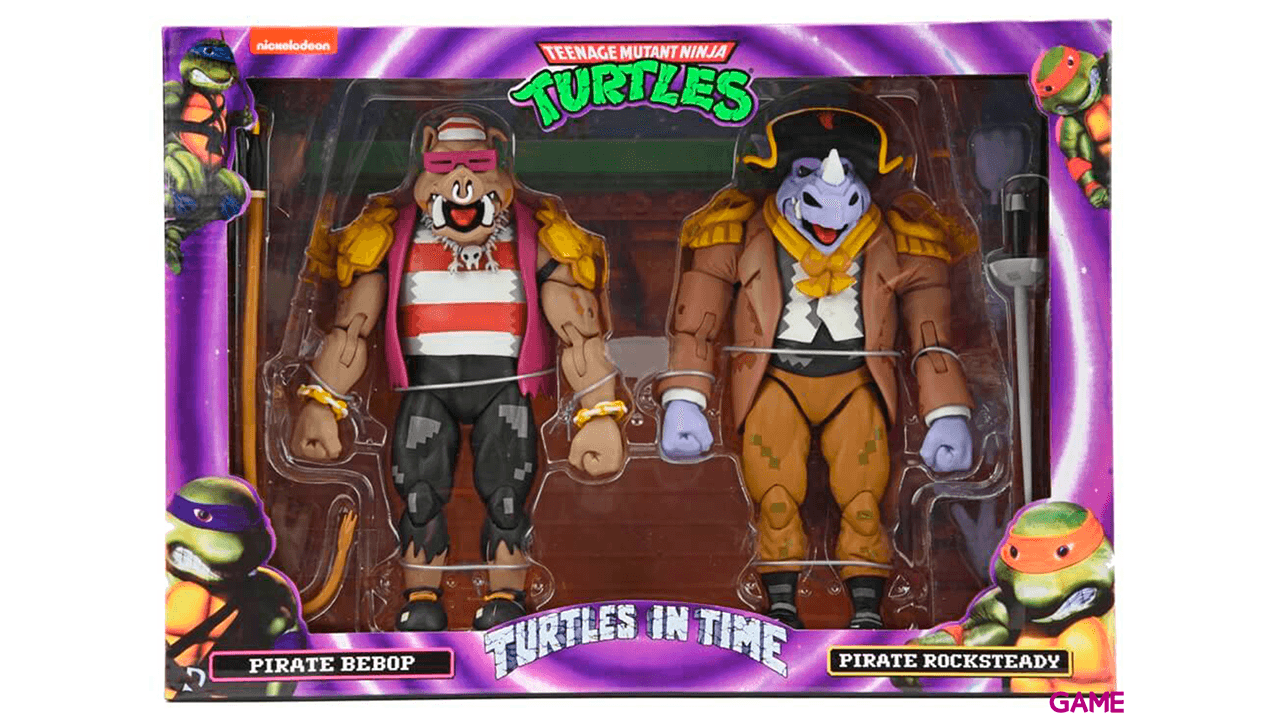 Set 2 figuras Pirate Rocksteady y Bebop Tortugas Ninja Turtles in Time 18cm