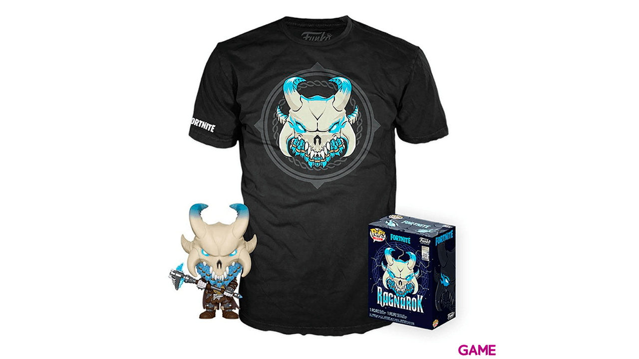 Set Figura POP Tee Fortnite Ragnarok Exclusiva y Camiseta Talla XL